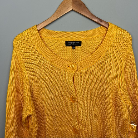 NEW Jones New York 3/4 sleeve sunflower knitted button front cardigan sweater 1X - Picture 4 of 10